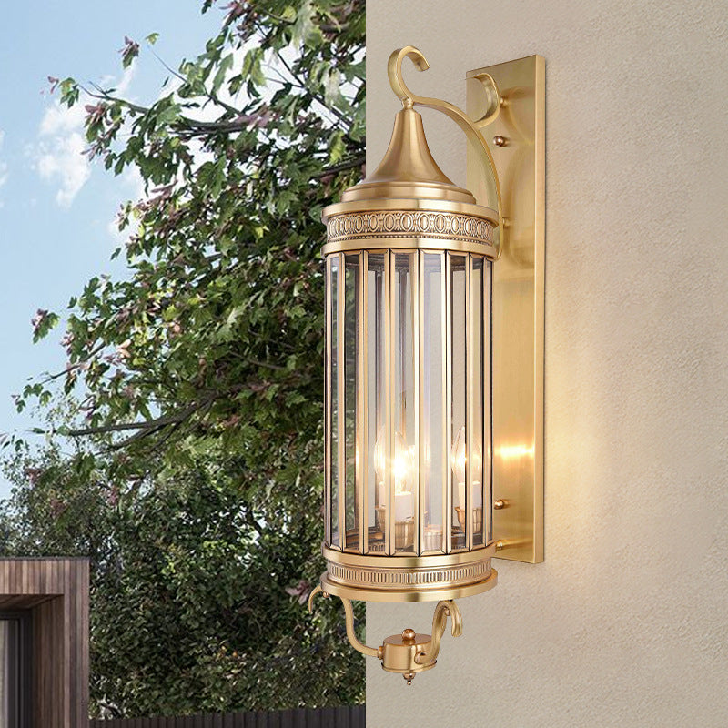 Scandinavian Cylinder Flare Stripe Copper Glass Wall Sconce — 1 / 220V-240V For UK/AU