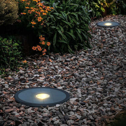 Minimalist Solar Disc Aluminum Glass Ground Light