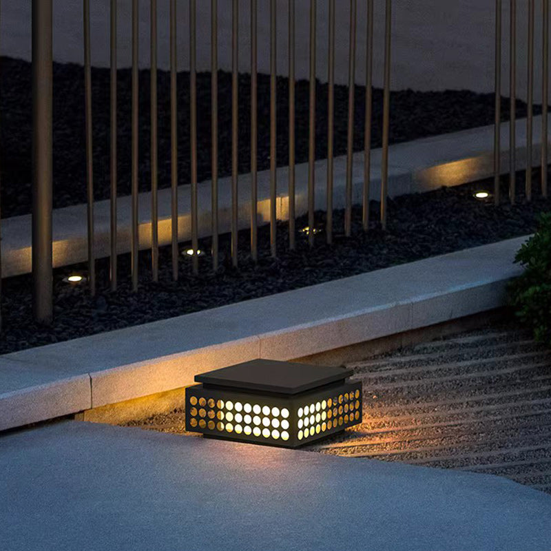 Lattice steel wood stone landscape lighting for patio