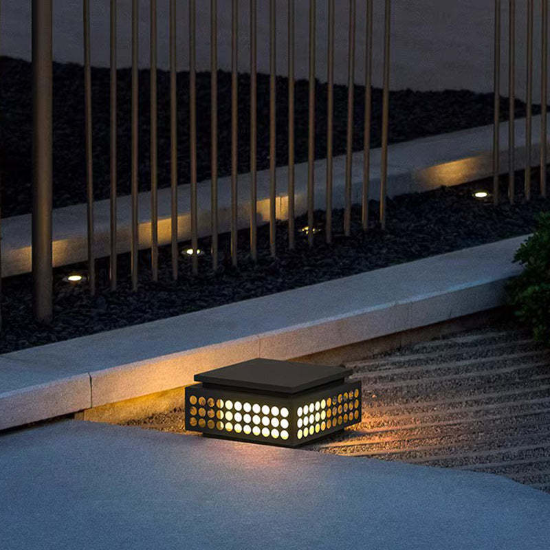 Lattice steel wood stone landscape lighting for patio