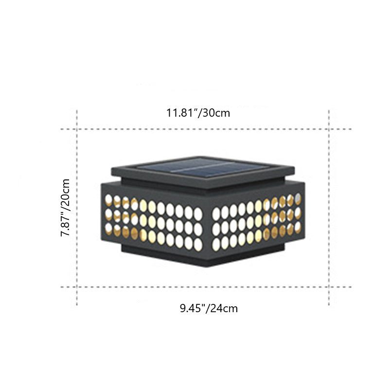 Black steel wood stone lattice landscape lighting - chinese