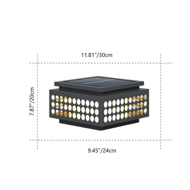 Black steel wood stone lattice landscape lighting - chinese