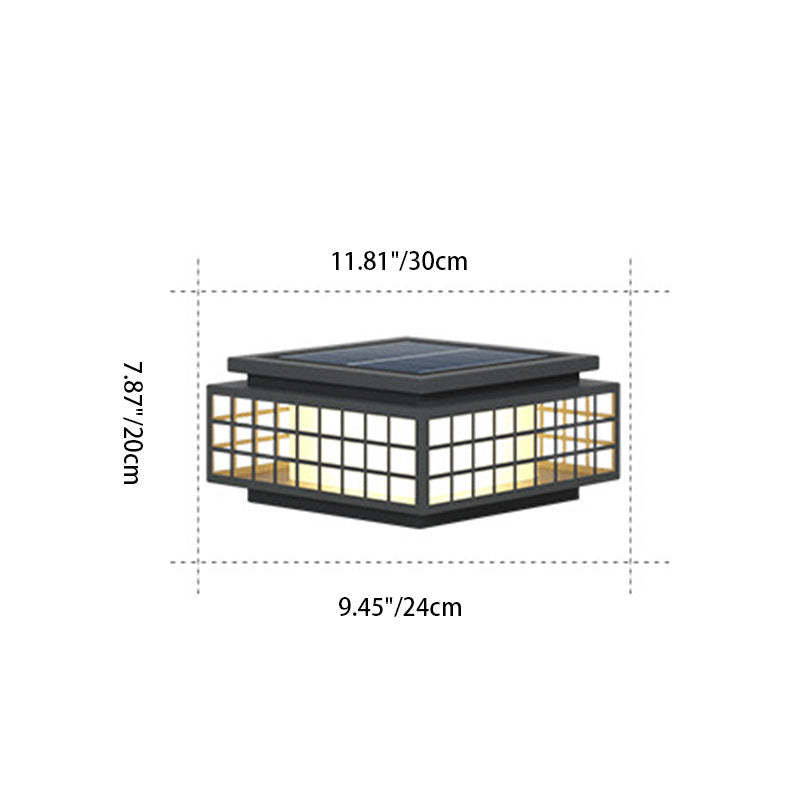 Chinese lattice landscape lighting in steel wood stone