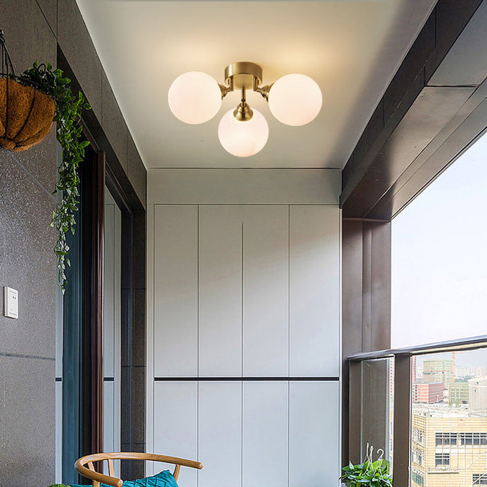 Scandinavian Copper Orb Branch Ceiling Light