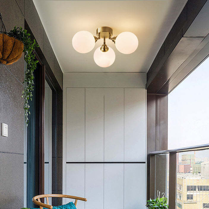 Scandinavian Copper Orb Branch Ceiling Light