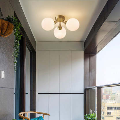 Scandinavian Copper Orb Branch Ceiling Light