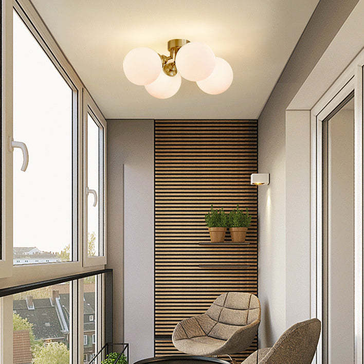 Scandinavian Copper Orb Branch Ceiling Light