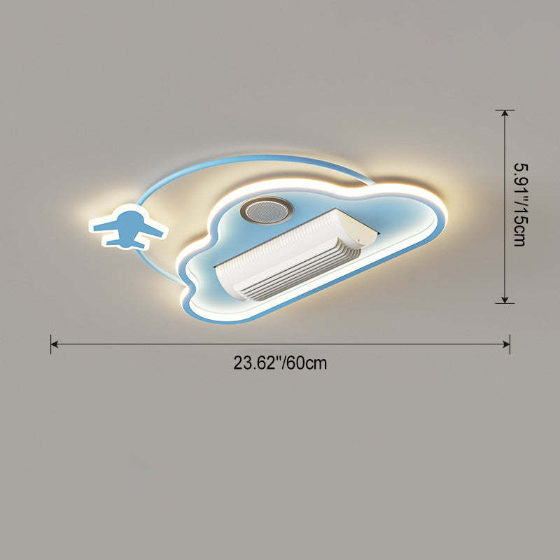 Contemporary Airplane Aluminum Flush Mount