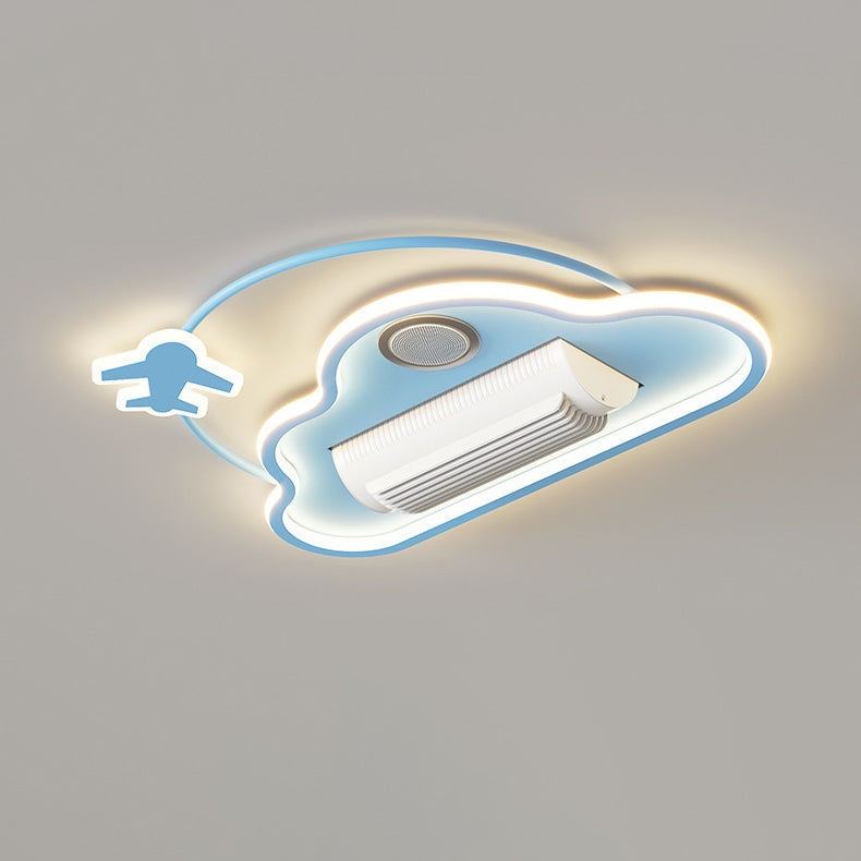 Contemporary Airplane Aluminum Flush Mount