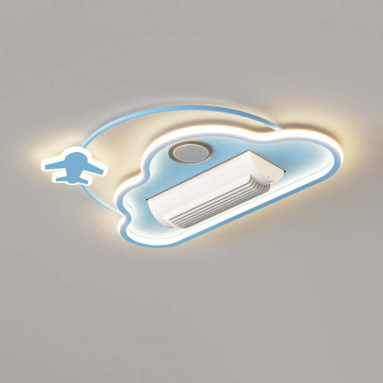 Contemporary Airplane Aluminum Flush Mount