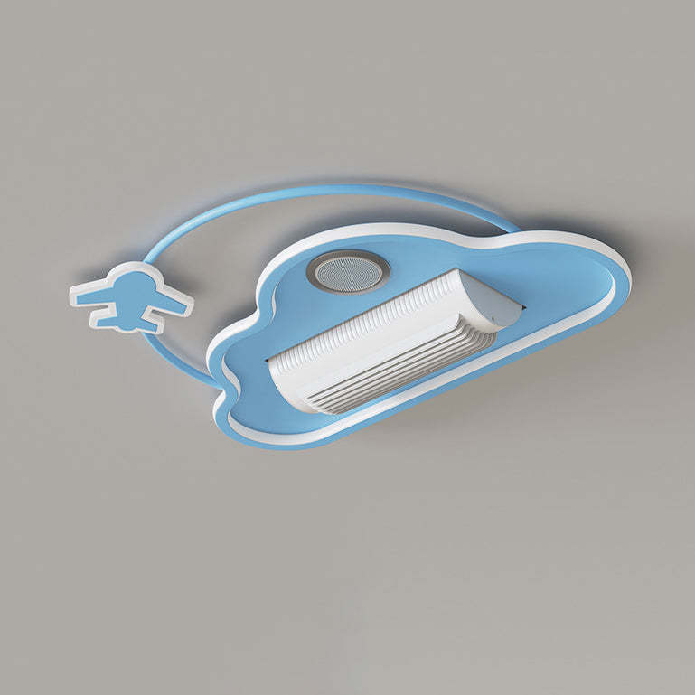 Contemporary Airplane Aluminum Flush Mount