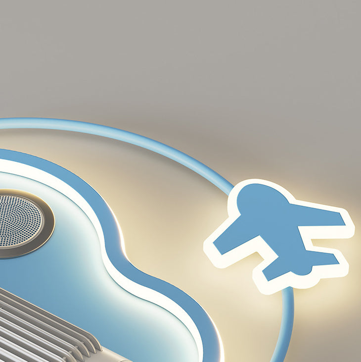Contemporary Airplane Aluminum Flush Mount