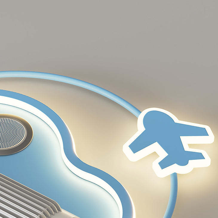 Contemporary Airplane Aluminum Flush Mount