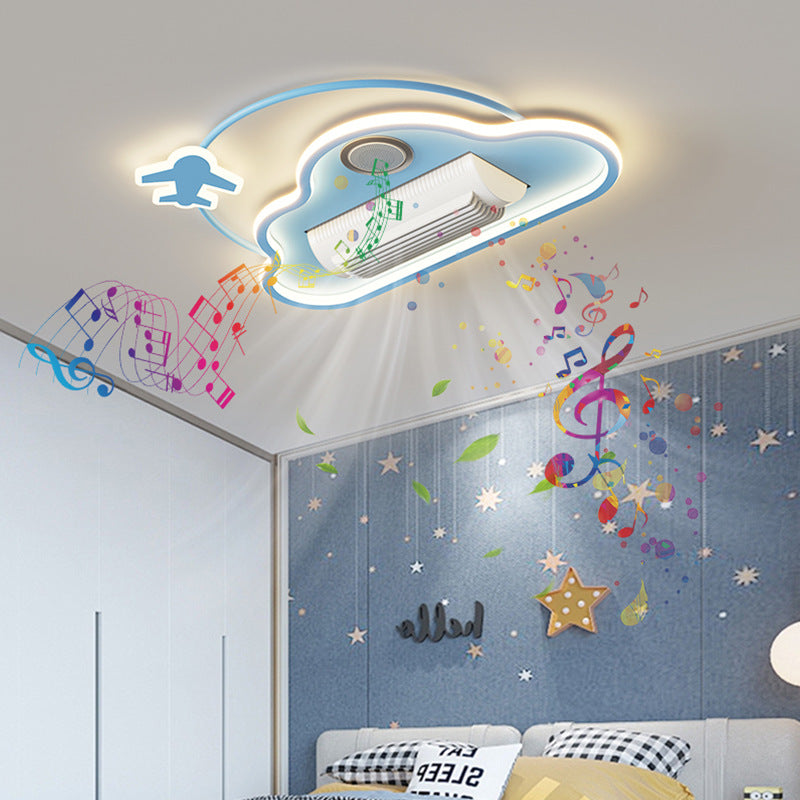 Contemporary Airplane Aluminum Flush Mount