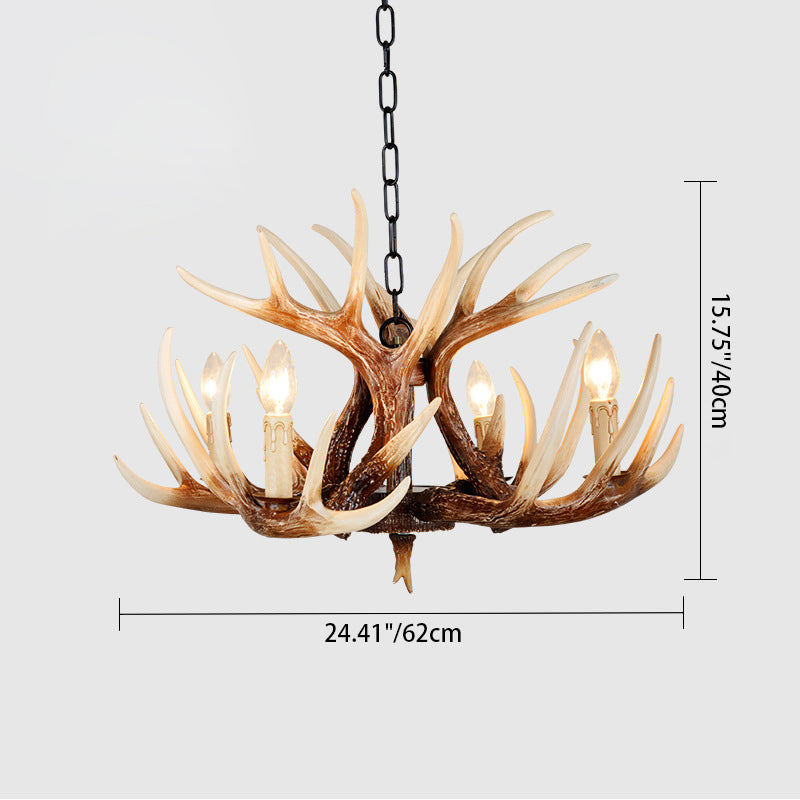 Vintage Antler Branch Resin Chandelier
