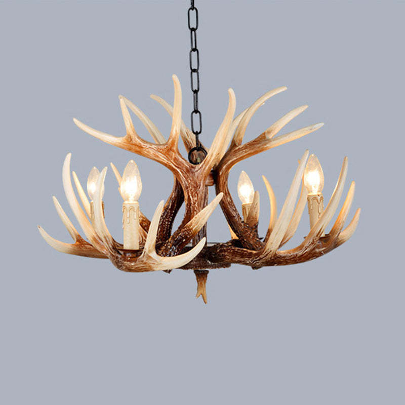 Vintage Antler Branch Resin Chandelier