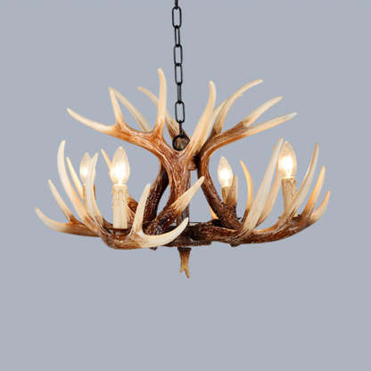 Vintage Antler Branch Resin Chandelier