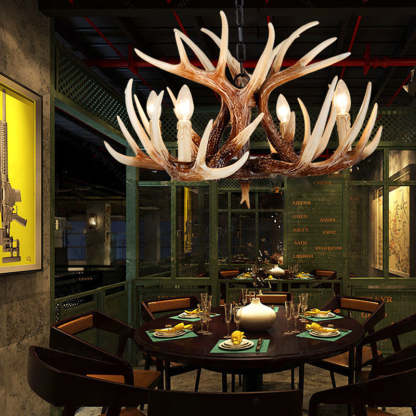 Vintage Antler Branch Resin Chandelier