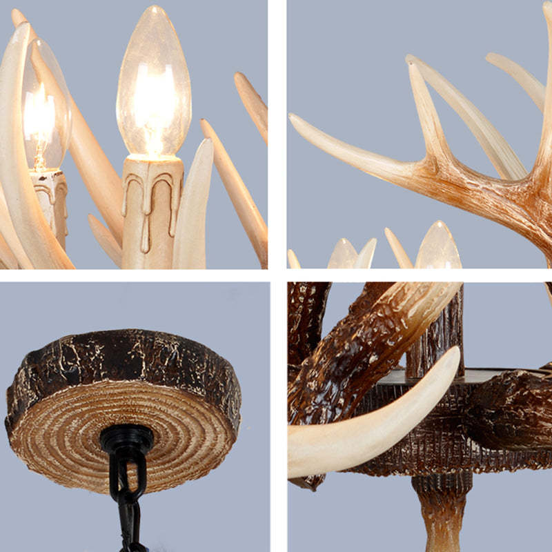 Vintage Antler Branch Resin Chandelier