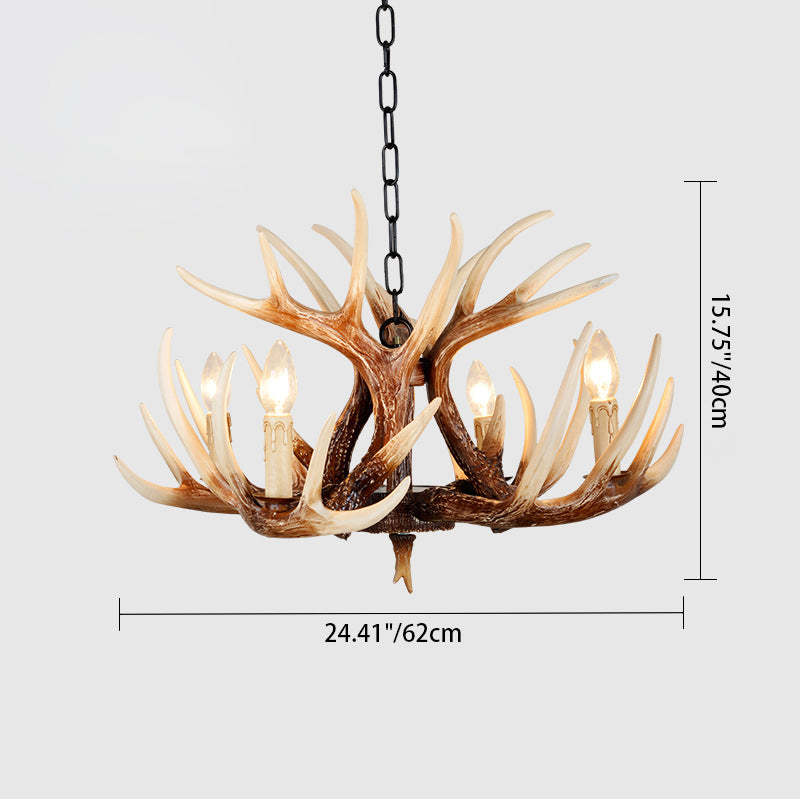 Vintage Antler Branch Resin Chandelier