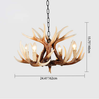 Vintage Antler Branch Resin Chandelier