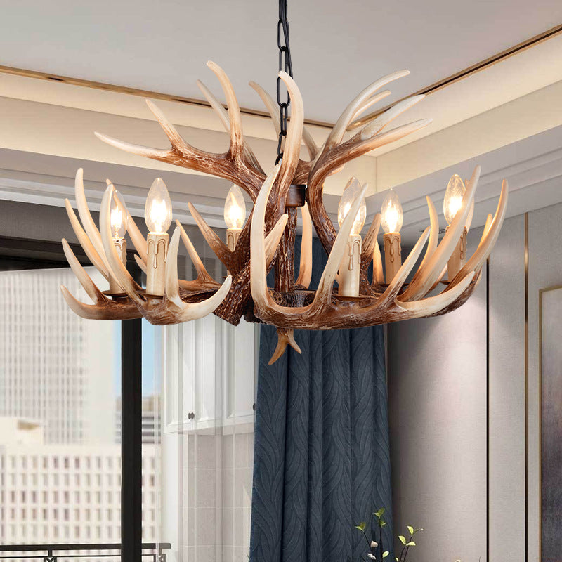 Vintage Antler Branch Resin Chandelier
