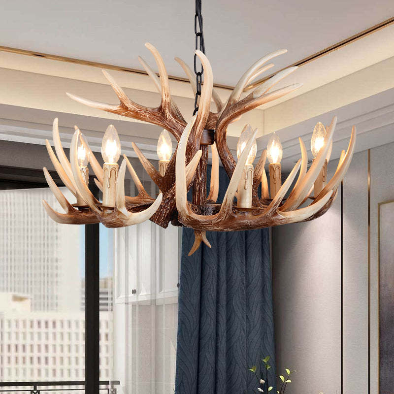 Vintage Antler Branch Resin Chandelier