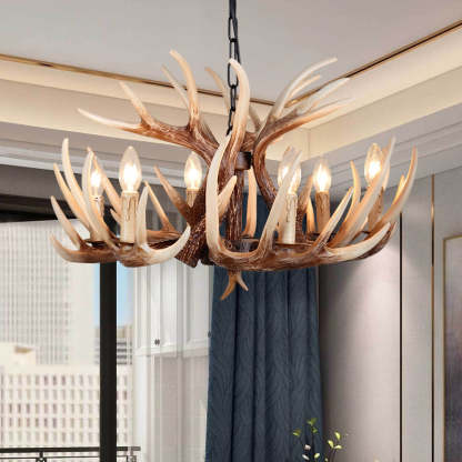 Vintage Antler Branch Resin Chandelier