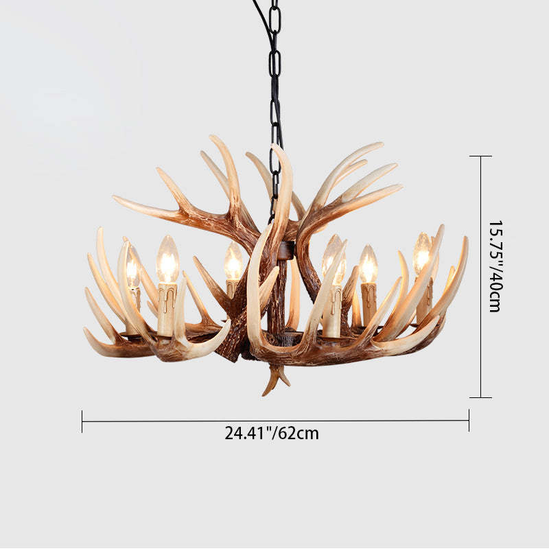 Vintage Antler Branch Resin Chandelier