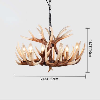 Vintage Antler Branch Resin Chandelier