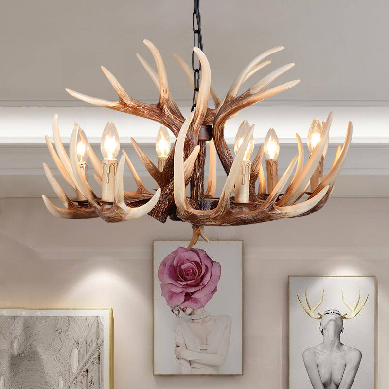 Vintage Antler Branch Resin Chandelier