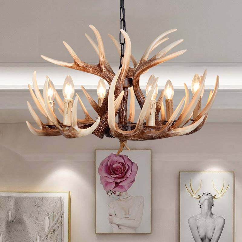 Vintage Antler Branch Resin Chandelier