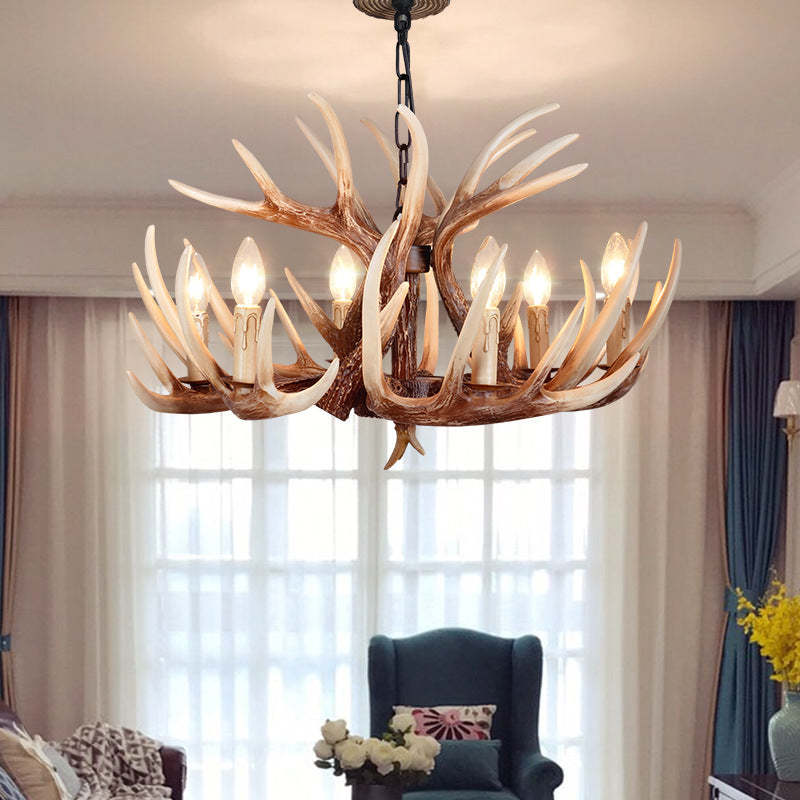 Vintage Antler Branch Resin Chandelier