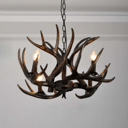 Vintage Antler Branch Resin Chandelier