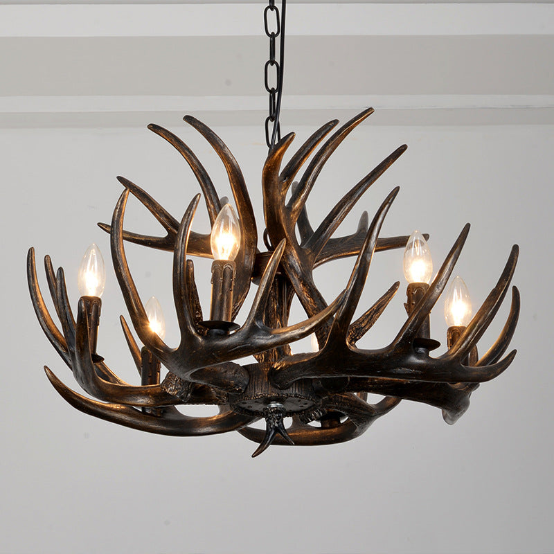 Vintage Antler Branch Resin Chandelier