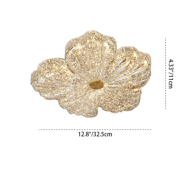 Warm Flower Copper Resin Gold Foil LED Flush Light — Infinitely Dimmable / 220V-240V For UK/AU