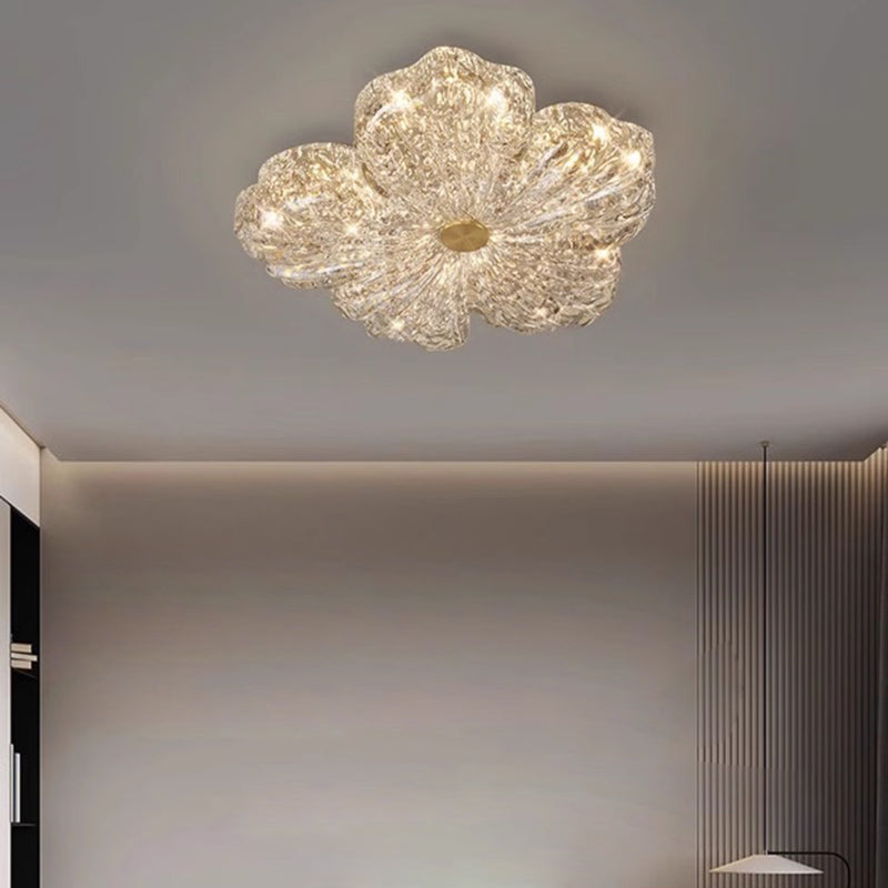 Warm Flower Copper Resin Gold Foil LED Flush Light — Infinitely Dimmable / 220V-240V For UK/AU