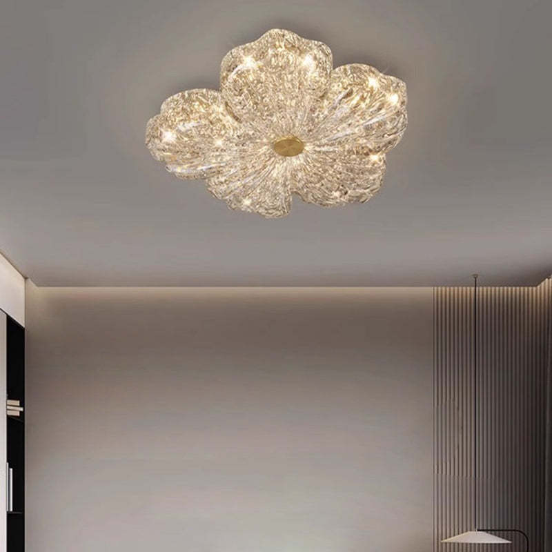 Warm Flower Copper Resin Gold Foil LED Flush Light — Infinitely Dimmable / 220V-240V For UK/AU