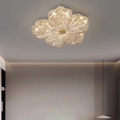 Warm Flower Copper Resin Gold Foil LED Flush Light — Infinitely Dimmable / 220V-240V For UK/AU