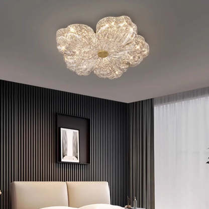 Warm Flower Copper Resin Gold Foil LED Flush Light — Infinitely Dimmable / 110V-120V For US/CA