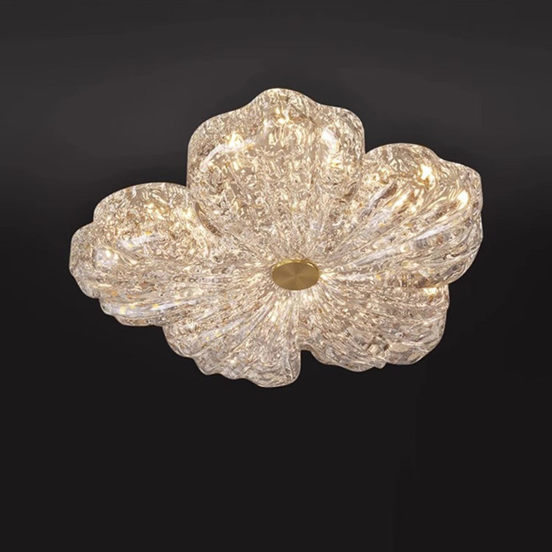 Warm Flower Copper Resin Gold Foil LED Flush Light