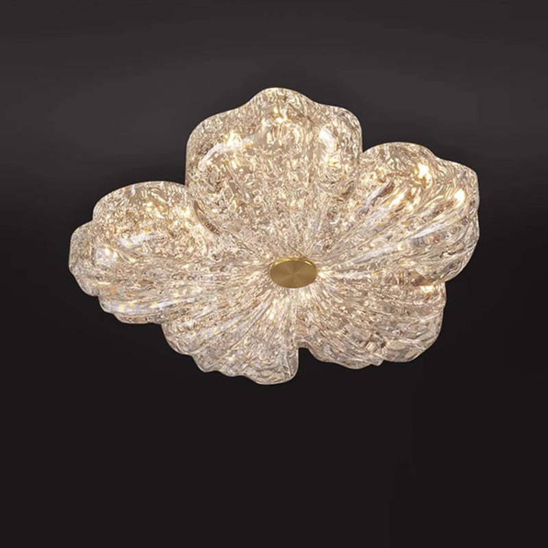 Warm Flower Copper Resin Gold Foil LED Flush Light