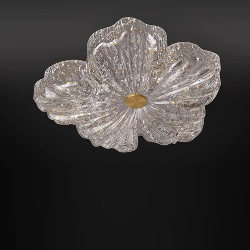 Warm Flower Copper Resin Gold Foil LED Flush Light