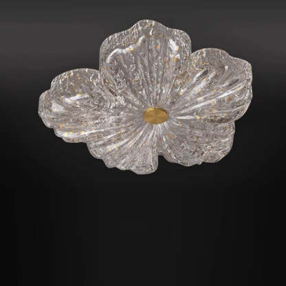 Warm Flower Copper Resin Gold Foil LED Flush Light