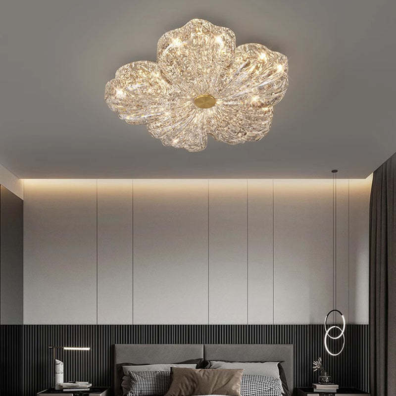 Luxury flower foil gold resin copper flush mount lighting, Lighom