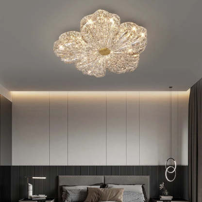 Warm Flower Copper Resin Gold Foil LED Flush Light