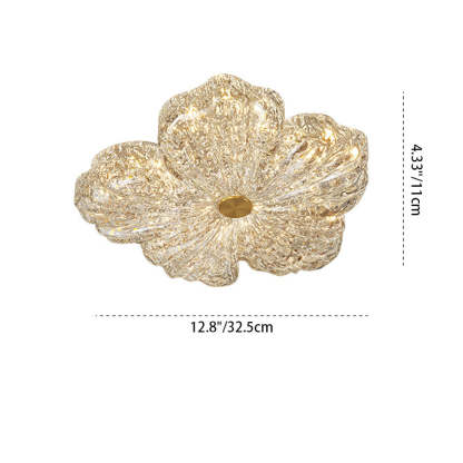 Warm Flower Copper Resin Gold Foil LED Flush Light — Infinitely Dimmable / 220V-240V For UK/AU
