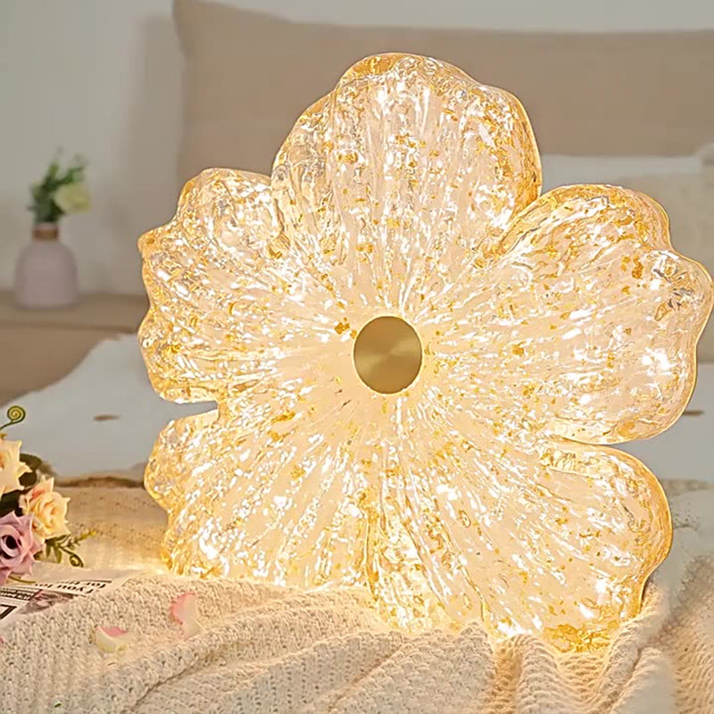 Warm Flower Copper Resin Gold Foil LED Flush Light