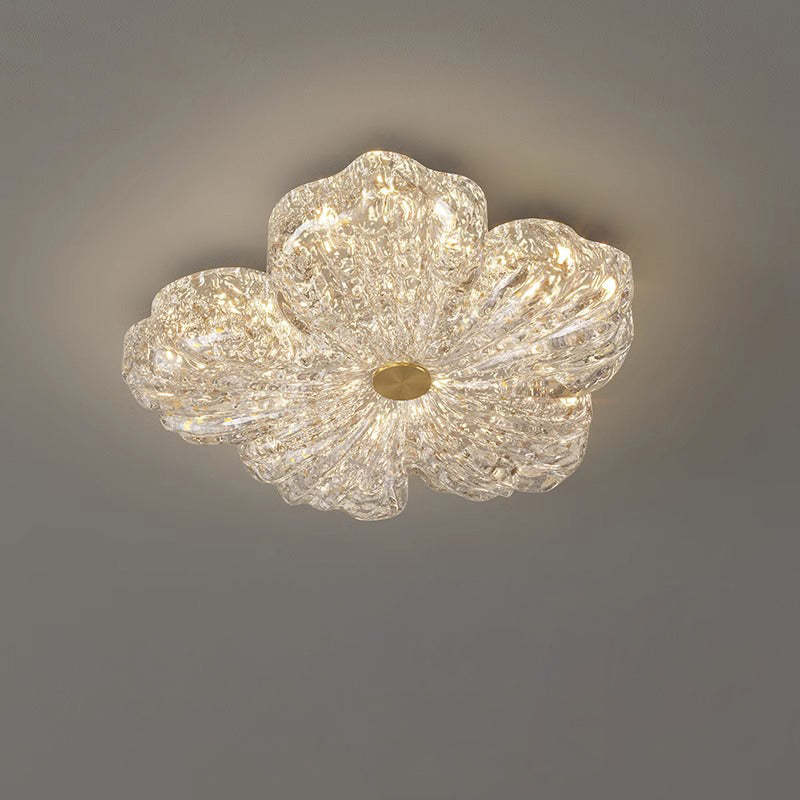 Warm Flower Copper Resin Gold Foil LED Flush Light