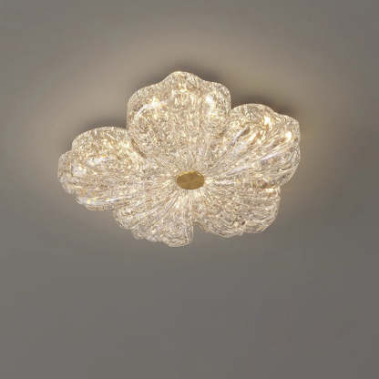 Warm Flower Copper Resin Gold Foil LED Flush Light